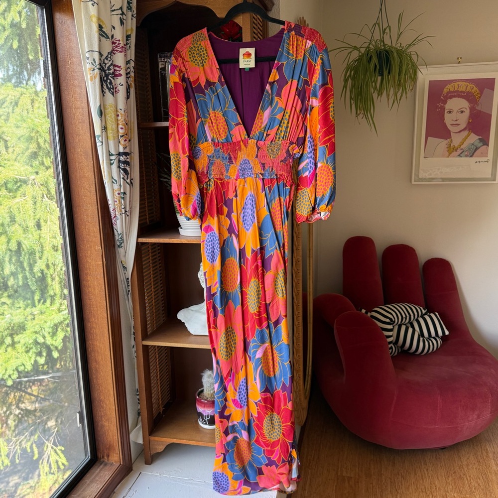 Farm Rio Floral Dots Midi Dress, size L